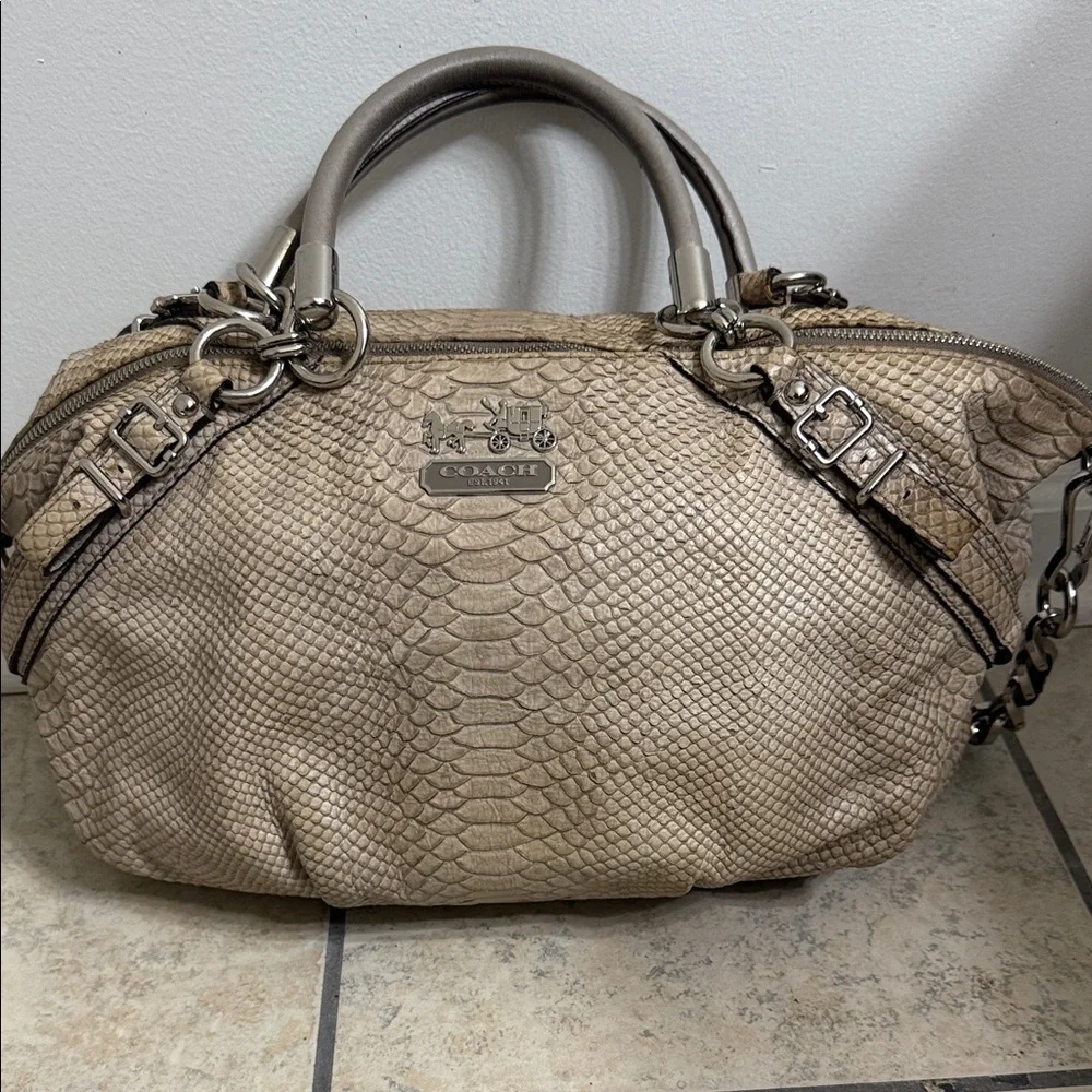 Coach Madison Sophia satchel with an embossed python texture